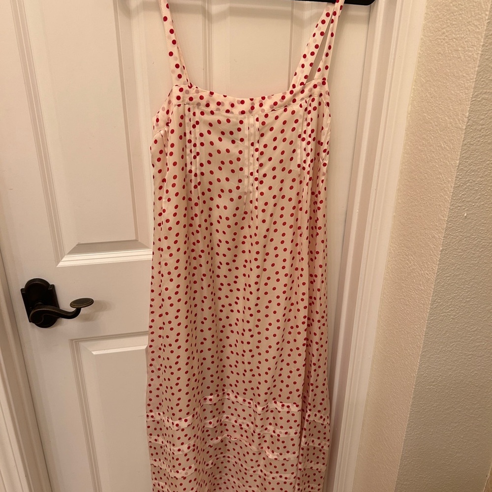 J. Crew Cream Dress with Red Polka Dots